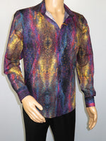 Men's AVM Crystal Digital Sparks Shirt Cotton Turkey Slim Fit 13985-01 Multi