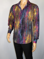 Men's AVM Crystal Digital Sparks Shirt Cotton Turkey Slim Fit 13985-01 Multi