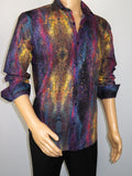 Men's AVM Crystal Digital Sparks Shirt Cotton Turkey Slim Fit 13985-01 Multi