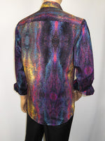 Men's AVM Crystal Digital Sparks Shirt Cotton Turkey Slim Fit 13985-01 Multi