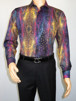Men's AVM Crystal Digital Sparks Shirt Cotton Turkey Slim Fit 13985-01 Multi