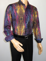 Men's AVM Crystal Digital Sparks Shirt Cotton Turkey Slim Fit 13985-01 Multi