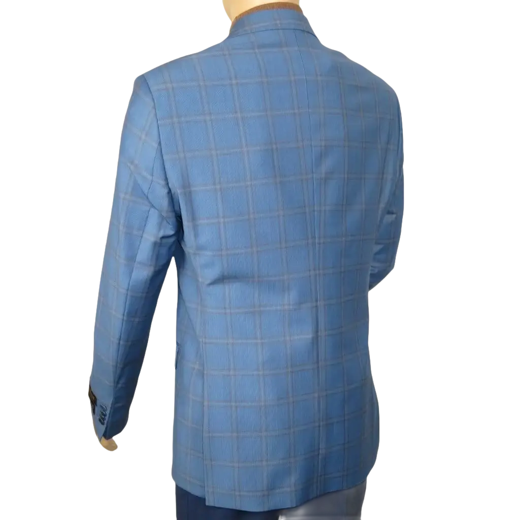 Men's Mono Turkey Sport Coat 100% Super 180s Wool 1480-01 Blue Plaid