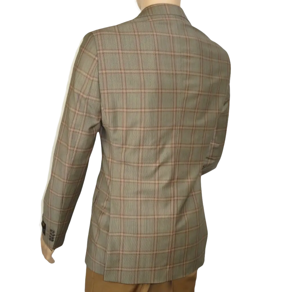 Men's Mono Turkey Sport Coat 100% Super 180s Wool 1480-04 Tan Brown Plaid