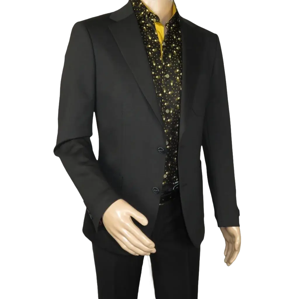 Men's MONO Turkey Casual Dress Jacket Patch Pockets Thick Cotton 1557-01 Black