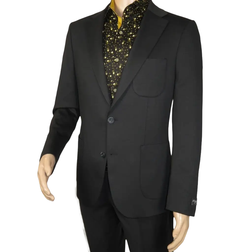Men's MONO Turkey Casual Dress Jacket Patch Pockets Thick Cotton 1557-01 Black