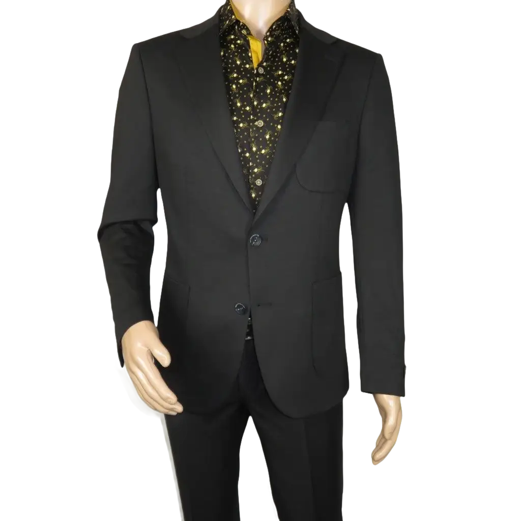 Men's MONO Turkey Casual Dress Jacket Patch Pockets Thick Cotton 1557-01 Black