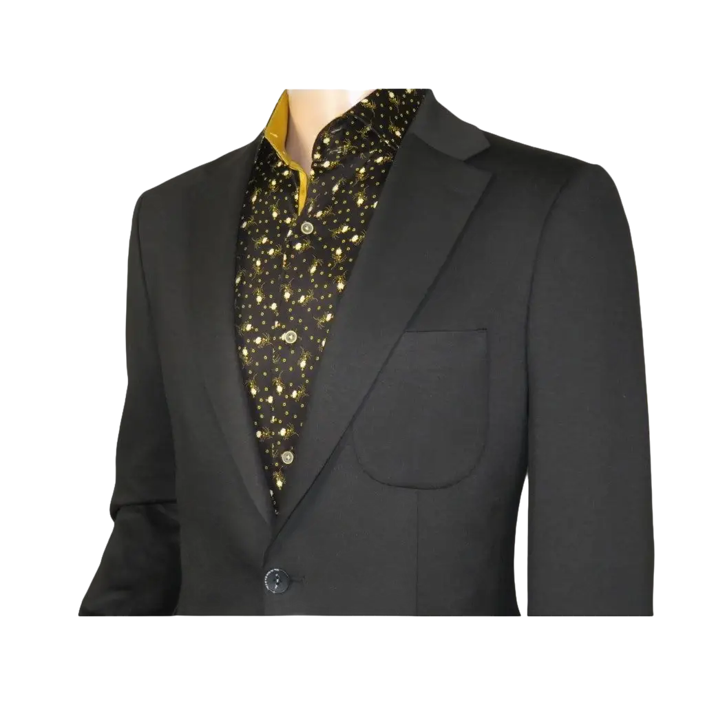 Men's MONO Turkey Casual Dress Jacket Patch Pockets Thick Cotton 1557-01 Black