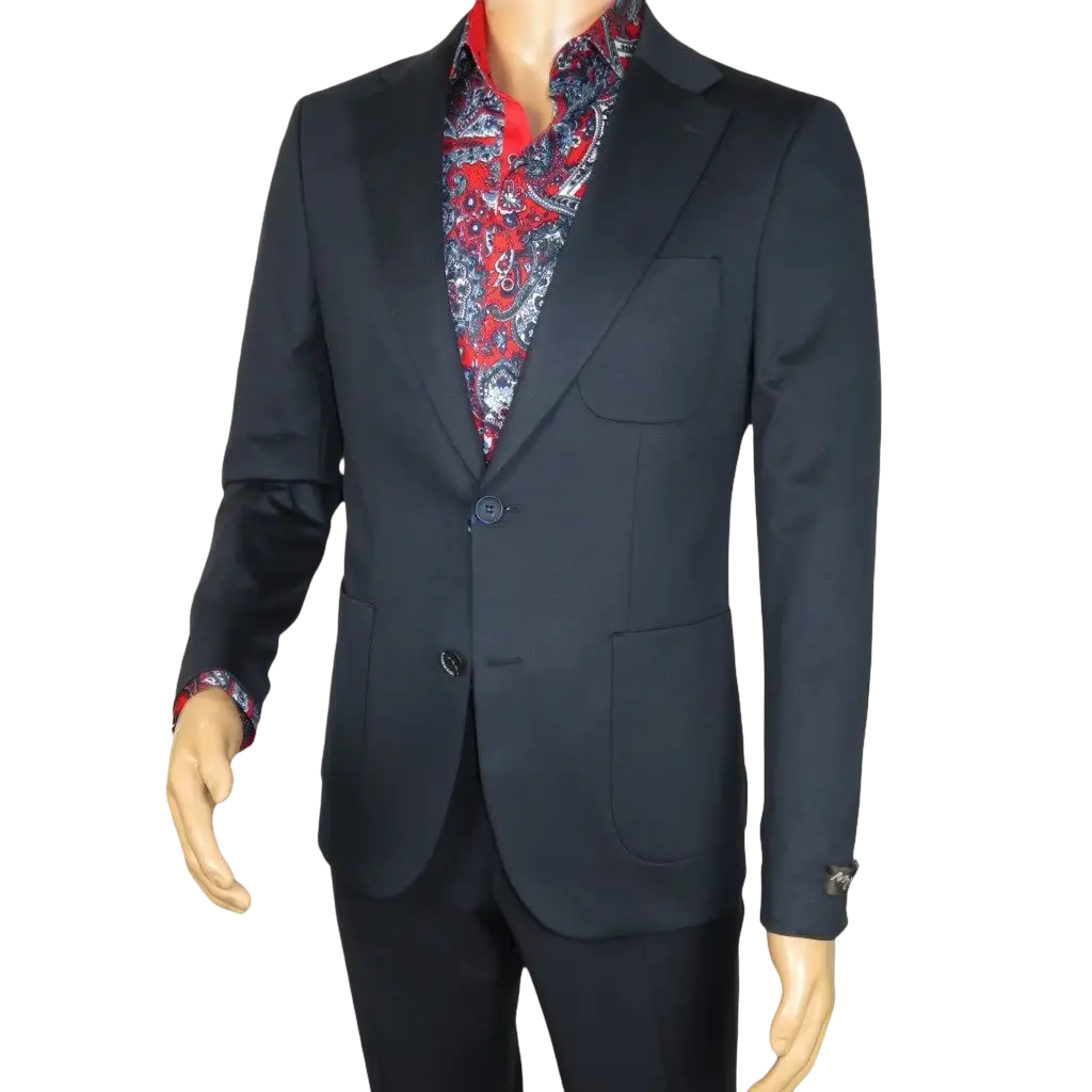 Men's MONO Turkey Casual Dress Jacket Patch Pockets Thick Cotton 1557-002 Navy