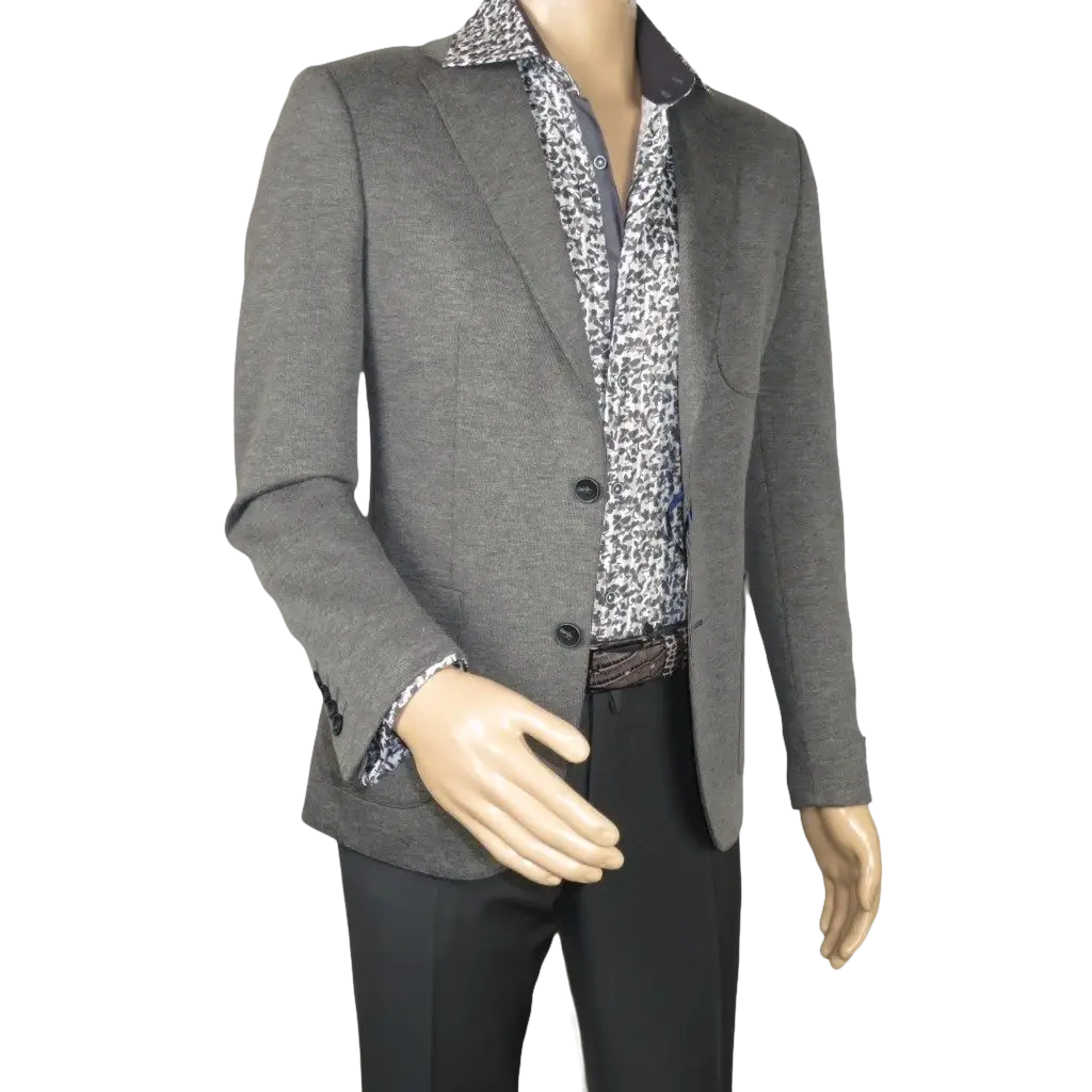 Men's MONO Turkey Casual Dress Jacket Patch Pockets Thick Cotton 1557-04 Gray