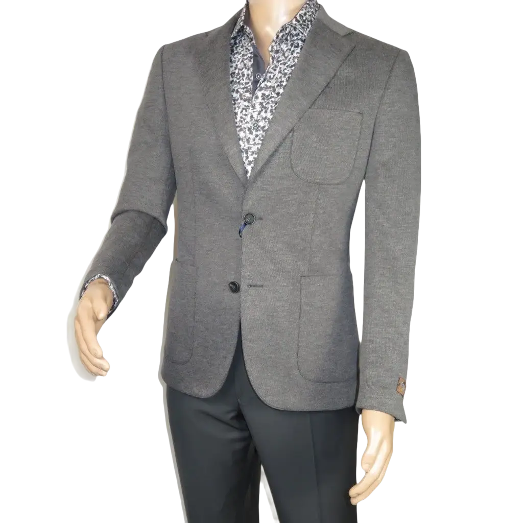 Men's MONO Turkey Casual Dress Jacket Patch Pockets Thick Cotton 1557-04 Gray