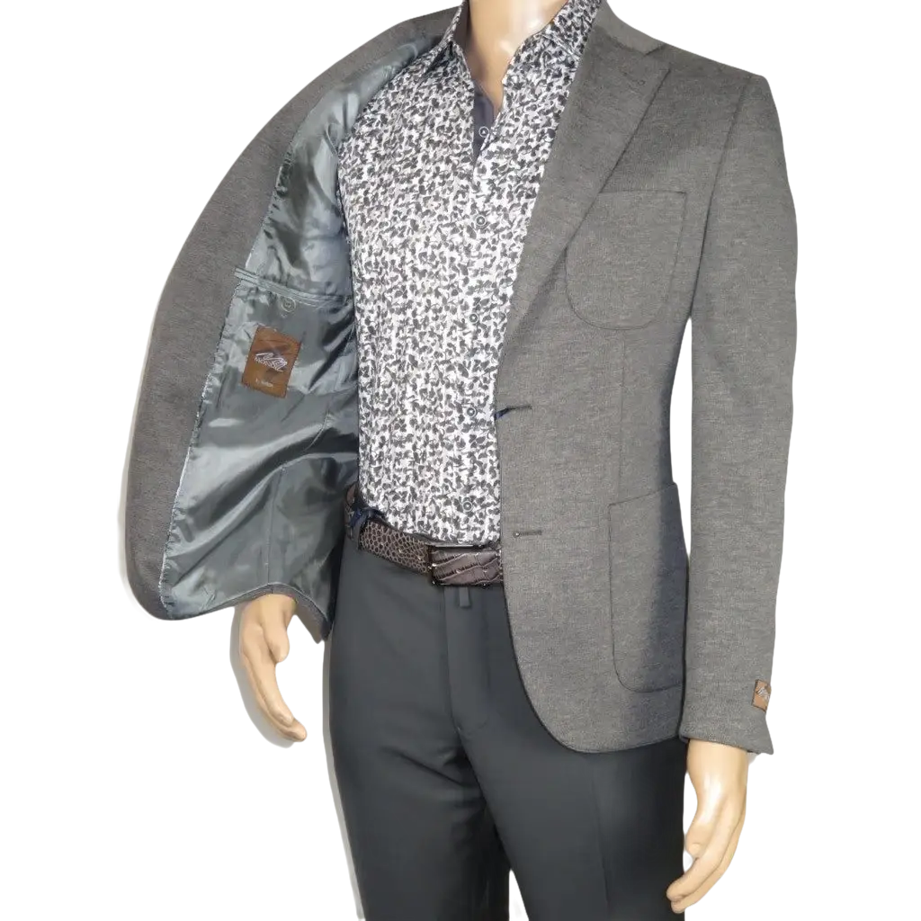 Men's MONO Turkey Casual Dress Jacket Patch Pockets Thick Cotton 1557-04 Gray