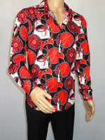 Men's AVM Crystal Shirt Medallion Cotton Turkey Slim Fit 15651-01 Red/Black