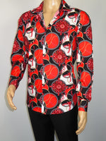 Men's AVM Crystal Shirt Medallion Cotton Turkey Slim Fit 15651-01 Red/Black