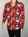 Men's AVM Crystal Shirt Medallion Cotton Turkey Slim Fit 15651-01 Red/Black