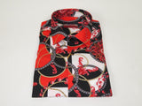 Men's AVM Crystal Shirt Medallion Cotton Turkey Slim Fit 15651-01 Red/Black