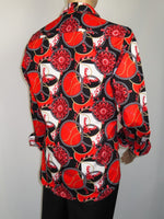 Men's AVM Crystal Shirt Medallion Cotton Turkey Slim Fit 15651-01 Red/Black