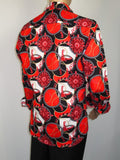 Men's AVM Crystal Shirt Medallion Cotton Turkey Slim Fit 15651-01 Red/Black