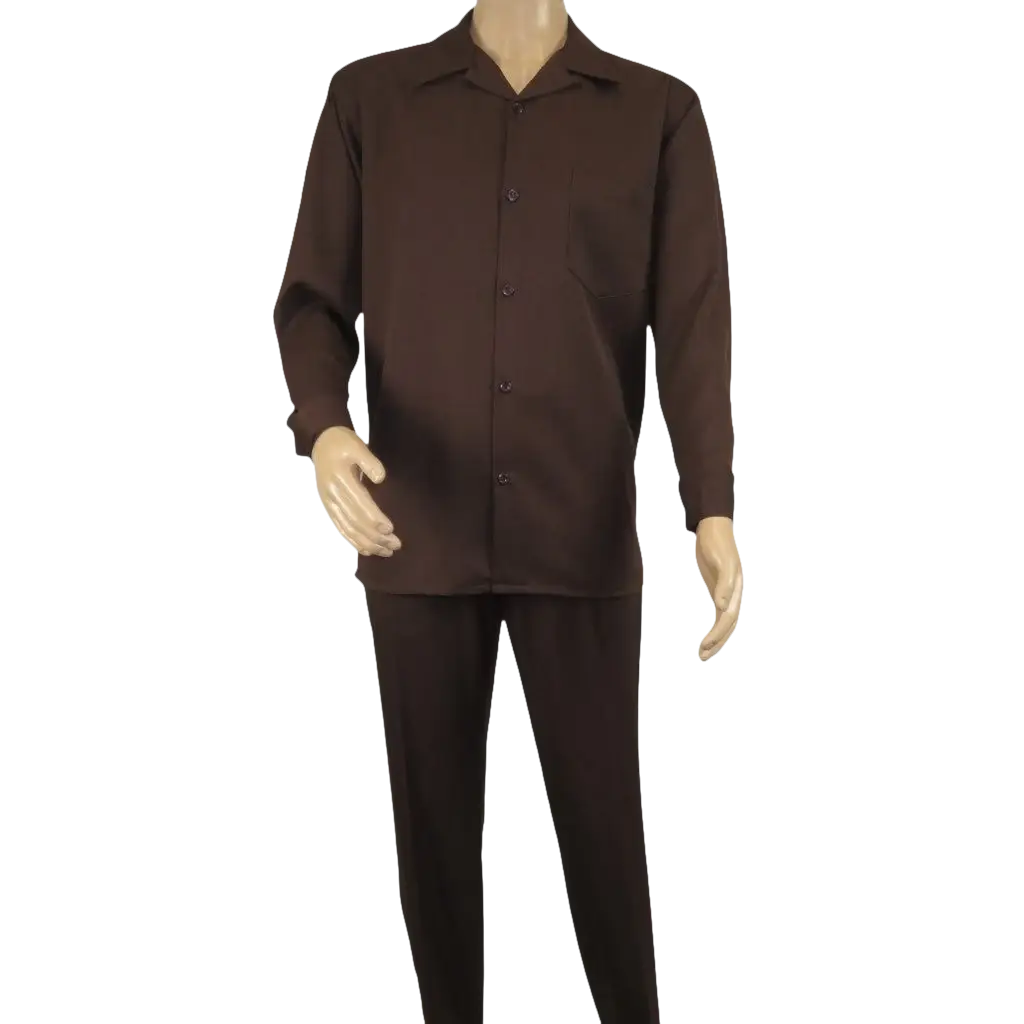 Men's MONTIQUE Two Piece Set Walking Leisure Suit Long Sleeves 1641 Brown