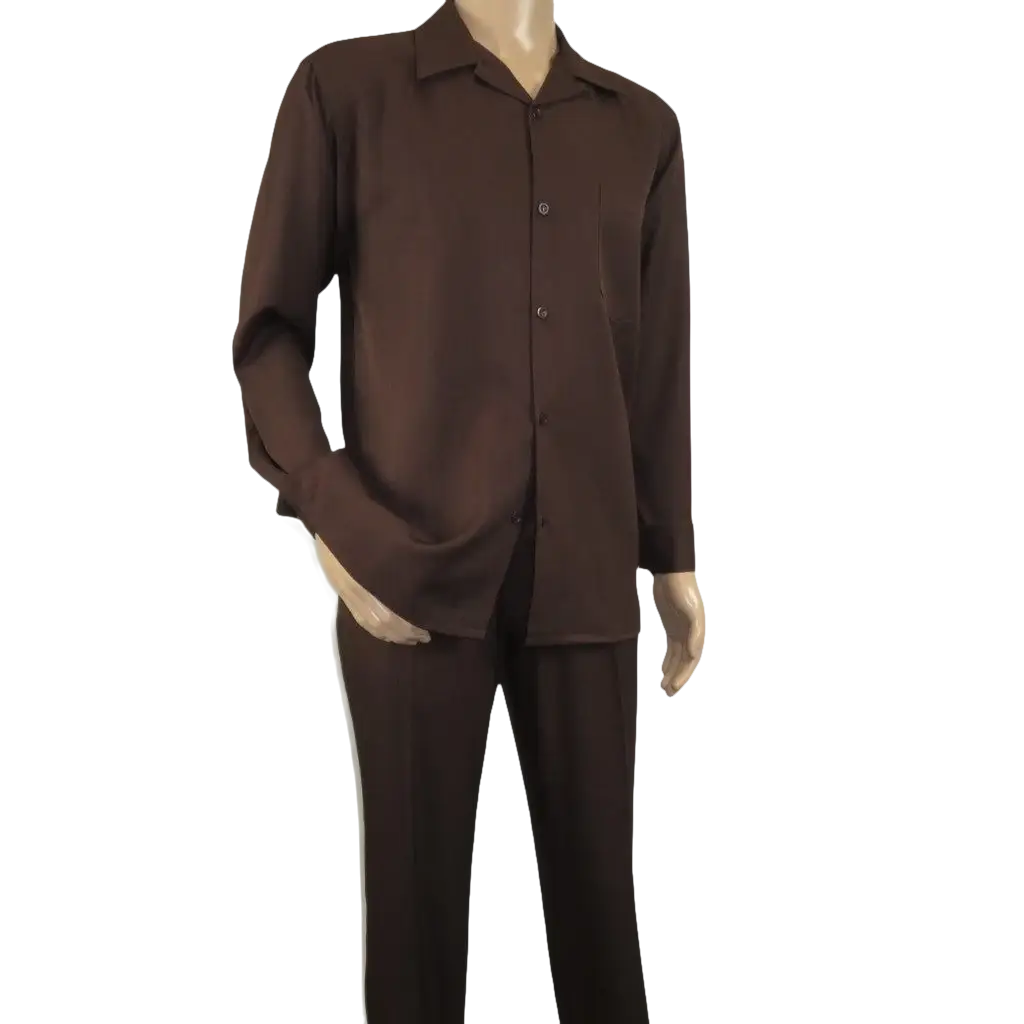 Men's MONTIQUE Two Piece Set Walking Leisure Suit Long Sleeves 1641 Brown