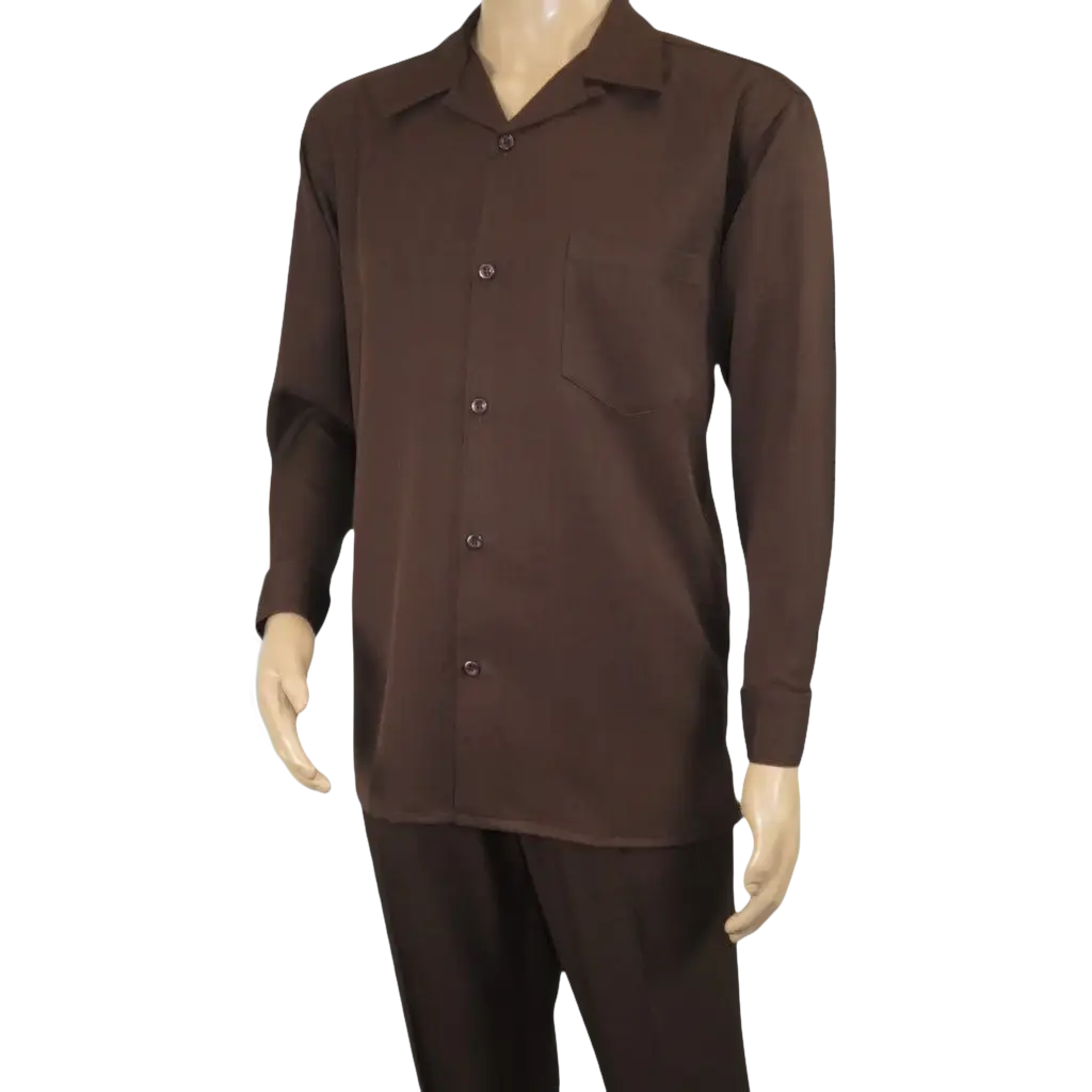 Men's MONTIQUE Two Piece Set Walking Leisure Suit Long Sleeves 1641 Brown