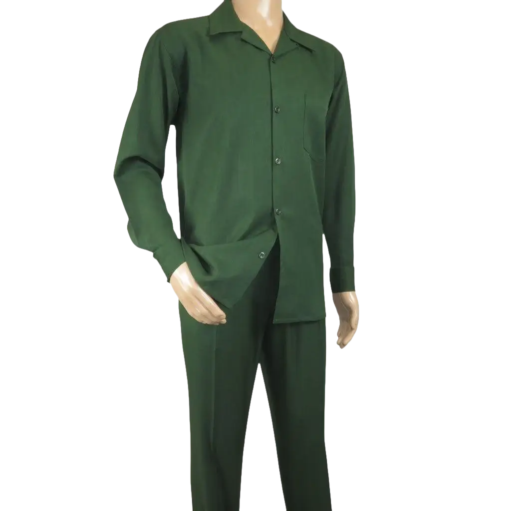 Men's MONTIQUE Two Piece Set Walking Leisure Suit Long Sleeves 1641 H. Green