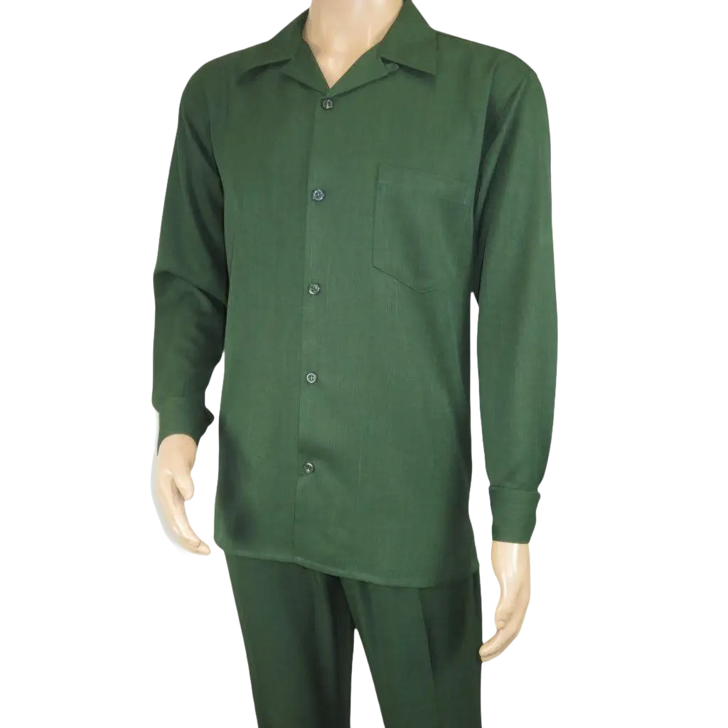 Men's MONTIQUE Two Piece Set Walking Leisure Suit Long Sleeves 1641 H. Green