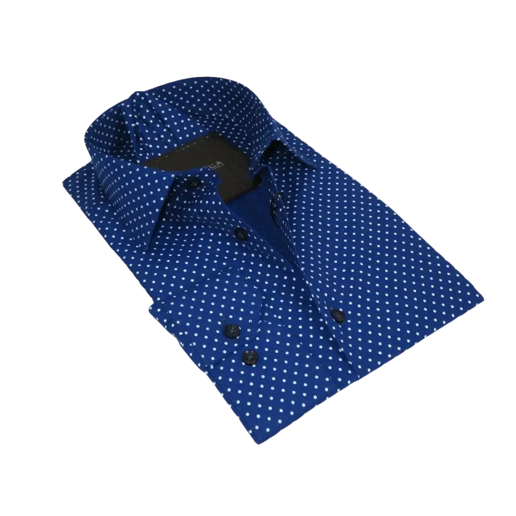 Men's Shirt Hankie CASILA Turkey Cotton Blend 501920-05 Royal Blue Polka Dots