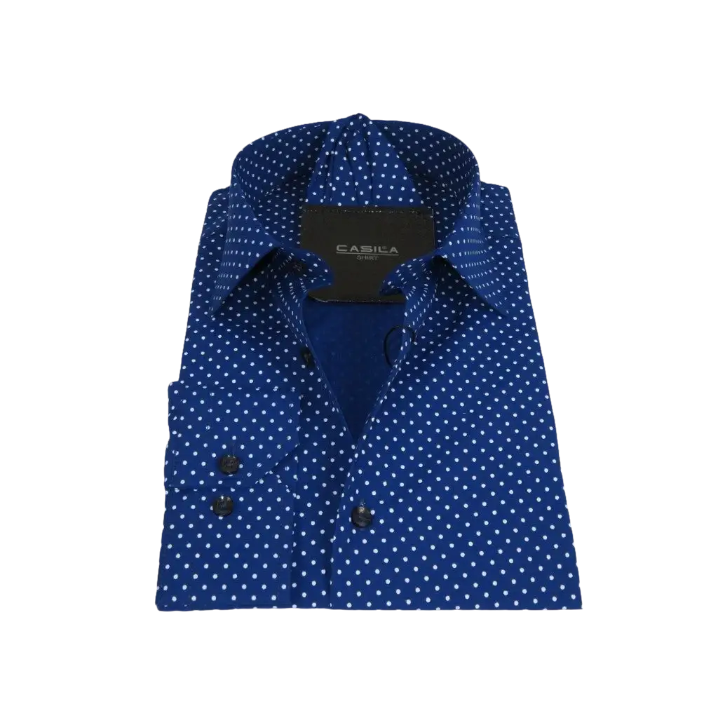 Men's Shirt Hankie CASILA Turkey Cotton Blend 501920-05 Royal Blue Polka Dots