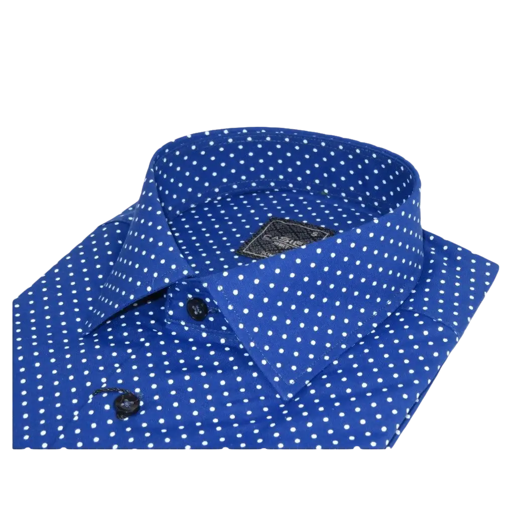 Men's Shirt Hankie CASILA Turkey Cotton Blend 501920-05 Royal Blue Polka Dots