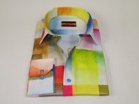 Men's AVM Rhine Stone Digital Print Shirt Cotton Turkey Slim Fit 19419-01 Multi