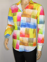 Men's AVM Rhine Stone Digital Print Shirt Cotton Turkey Slim Fit 19419-01 Multi