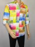Men's AVM Rhine Stone Digital Print Shirt Cotton Turkey Slim Fit 19419-01 Multi