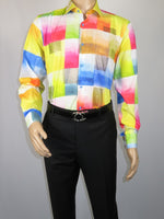 Men's AVM Rhine Stone Digital Print Shirt Cotton Turkey Slim Fit 19419-01 Multi