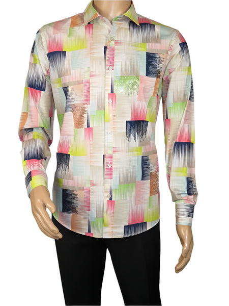 Men's AVM Rhine Stone Digital Print Shirt Cotton Turkey Slim Fit 19590-01 Multi