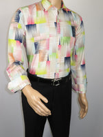 Men's AVM Rhine Stone Digital Print Shirt Cotton Turkey Slim Fit 19590-01 Multi
