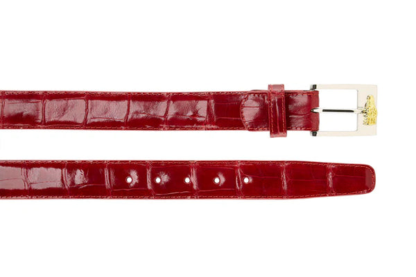 Men's Belvedere Genuine Alligator Belt Dressy Style 2008 Red