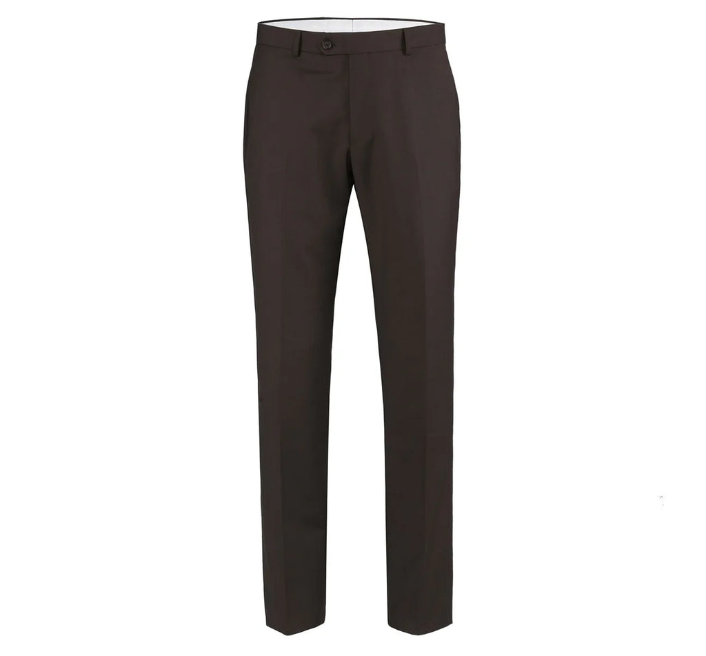 Men Renoir Flat Front Suit Separate Pants Slim Fit Slacks 201-5 Brown