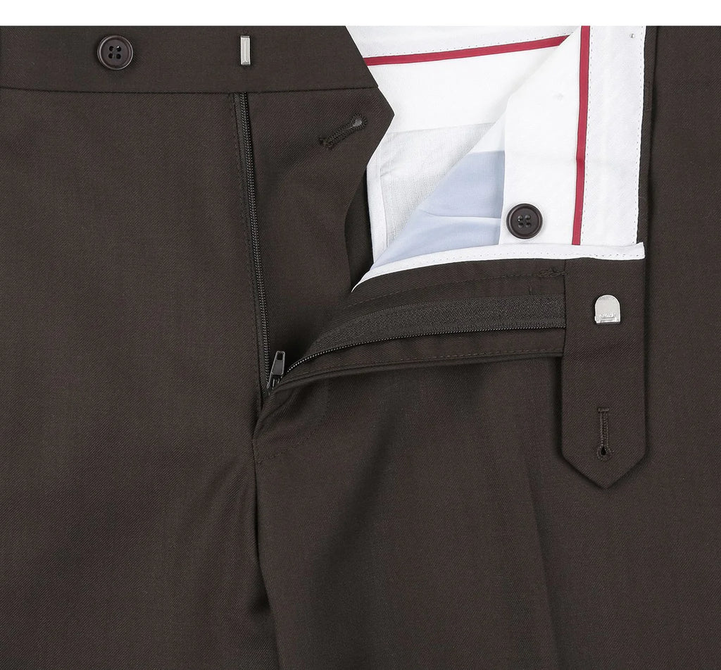 Men Renoir Flat Front Suit Separate Pants Slim Fit Slacks 201-5 Brown