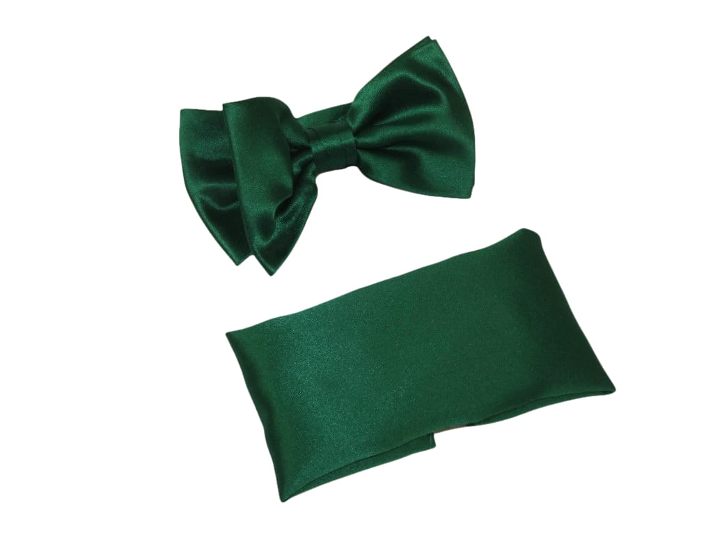 Men's Satin Silky Bow Tie Hankie by J.Valintin Collection #2046-1 Emerald Green