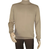 Men's Sweater Knit By BRANGO Turkey Mock Neck Cotton Blend 21050 Dark Beige