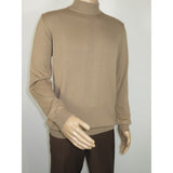 Men's Sweater Knit By BRANGO Turkey Mock Neck Cotton Blend 21050 Dark Beige