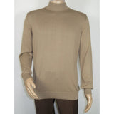Men's Sweater Knit By BRANGO Turkey Mock Neck Cotton Blend 21050 Dark Beige