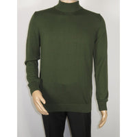 Mens Sweater Knit BRANGO Turkey Mock Neck Cotton Blend 21050 Khaki Green