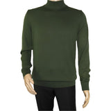 Mens Sweater Knit BRANGO Turkey Mock Neck Cotton Blend 21050 Khaki Green
