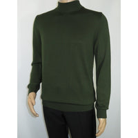 Mens Sweater Knit BRANGO Turkey Mock Neck Cotton Blend 21050 Khaki Green