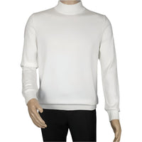 Men's Sweater Knit By BRANGO Turkey Mock Neck Cotton Blend 21050 White