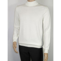 Men's Sweater Knit By BRANGO Turkey Mock Neck Cotton Blend 21050 White