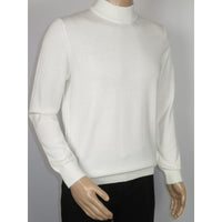 Men's Sweater Knit By BRANGO Turkey Mock Neck Cotton Blend 21050 White