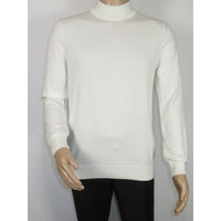 Men's Sweater Knit By BRANGO Turkey Mock Neck Cotton Blend 21050 White